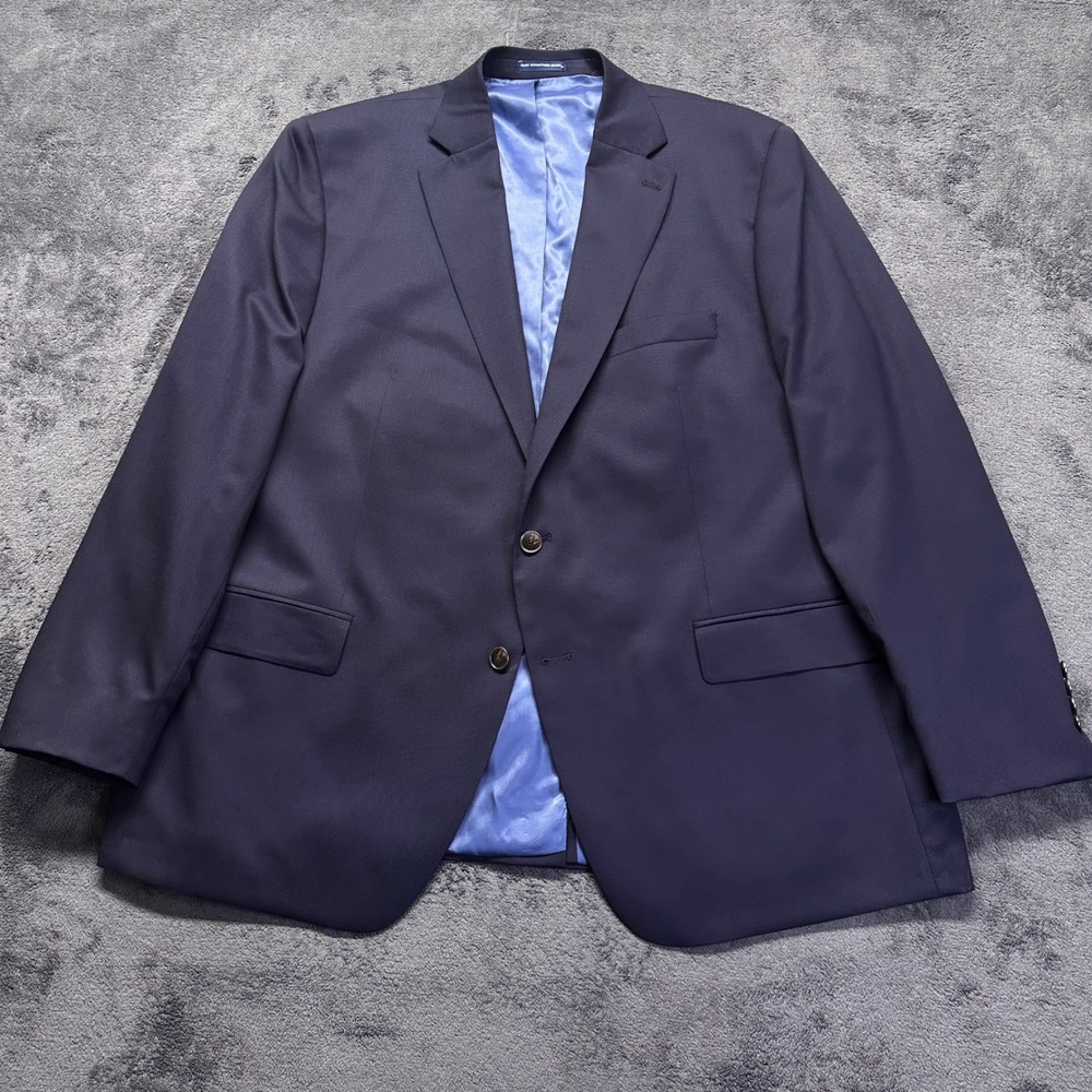 Hart Schaffner Marx Chicago Fit Wool Blazer Mens 50R Navy Blue Blend Sport Coat